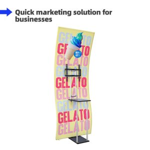 S Shaped Banner Stand With Display Shelves
